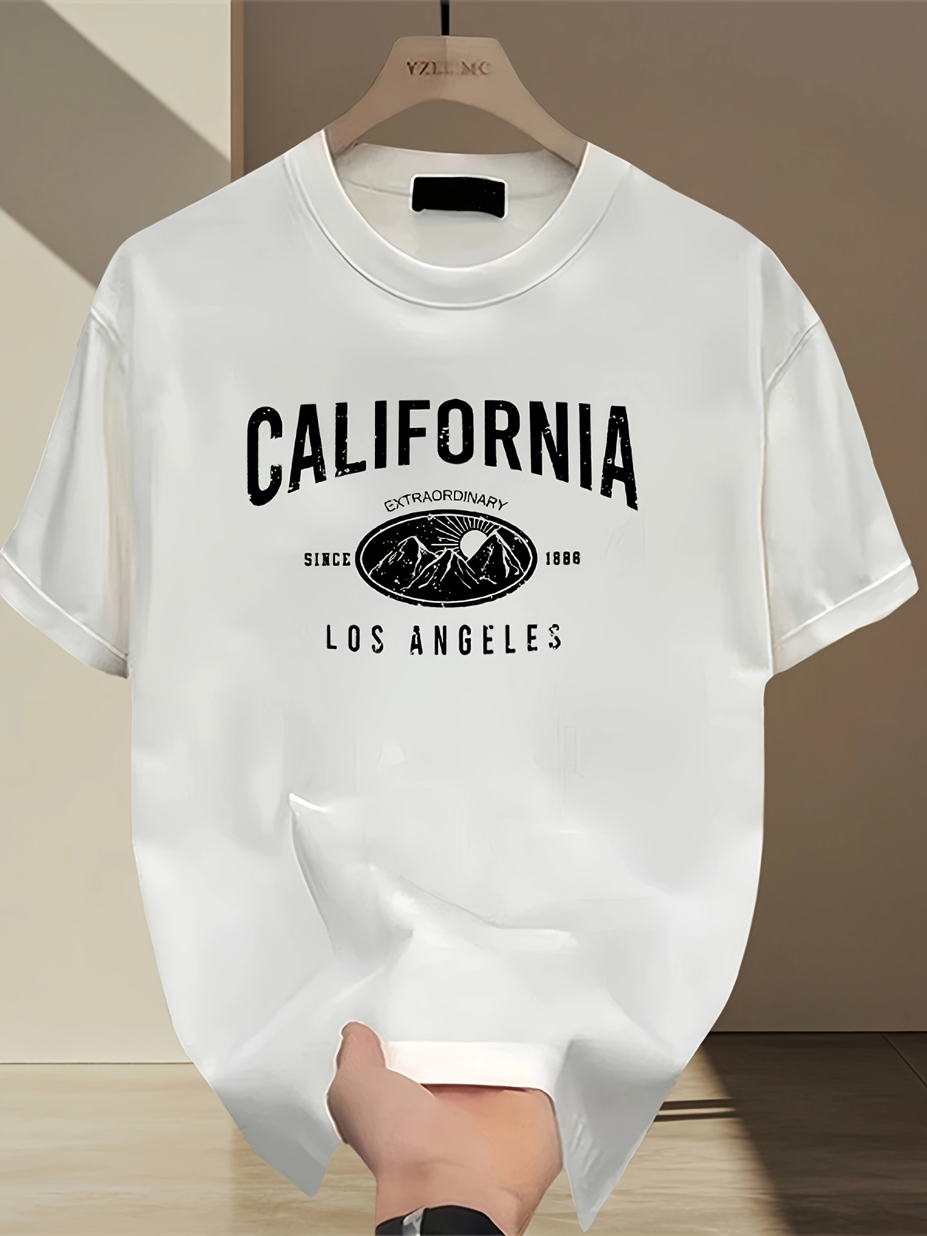 Street Fashion California - T-shirt con scritta California, girocollo, semplice,