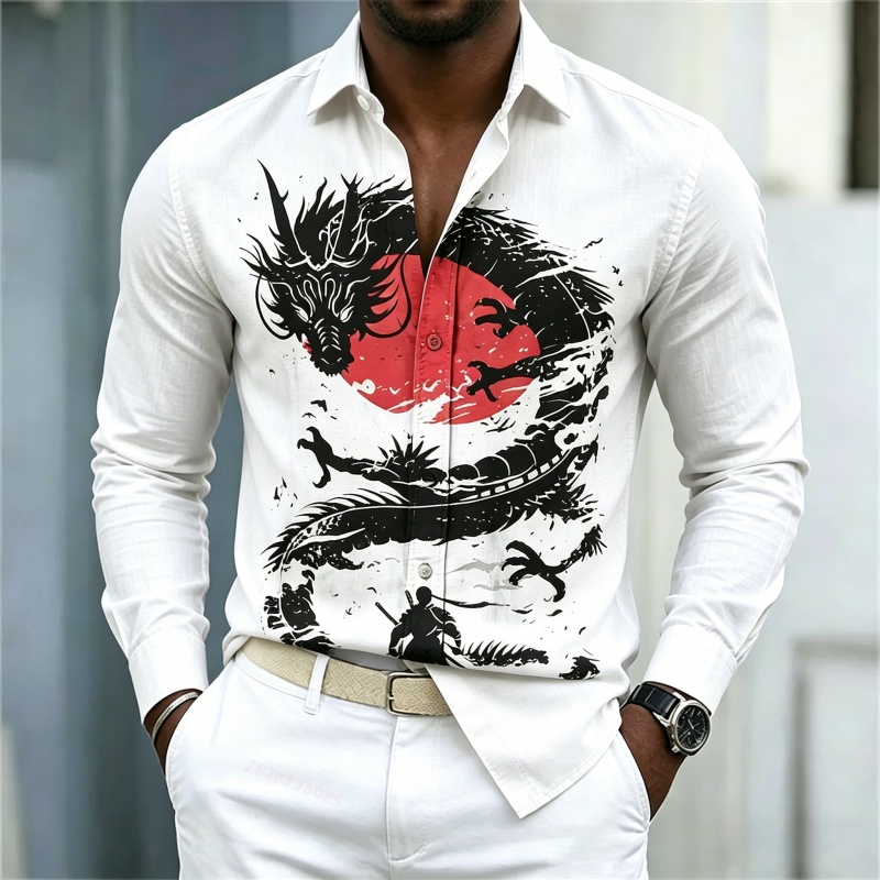 Street Fashion Clothes - Camicia da uomo 2026 nuova, bianca,