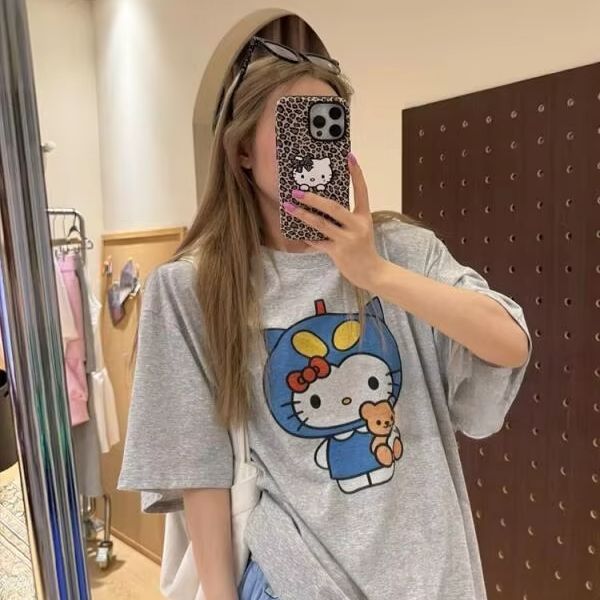 Street Summer Fashion - T-shirt stampata Hello Kitty a maniche
