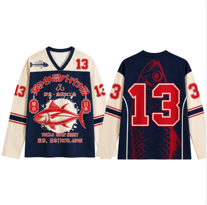 Street Fashion In Japan - T-shirt a maniche lunghe stampata in